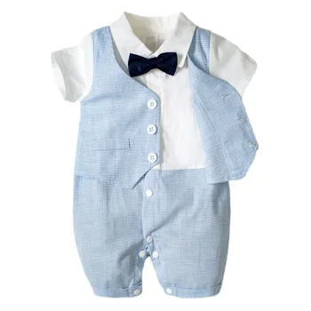 

Baby Boy Outfit For Birthday Infant Romper Party Wear Summer Gentleman Cotton Short Sleeve Jumpsuit Newborn Baby Clothes 1 Years