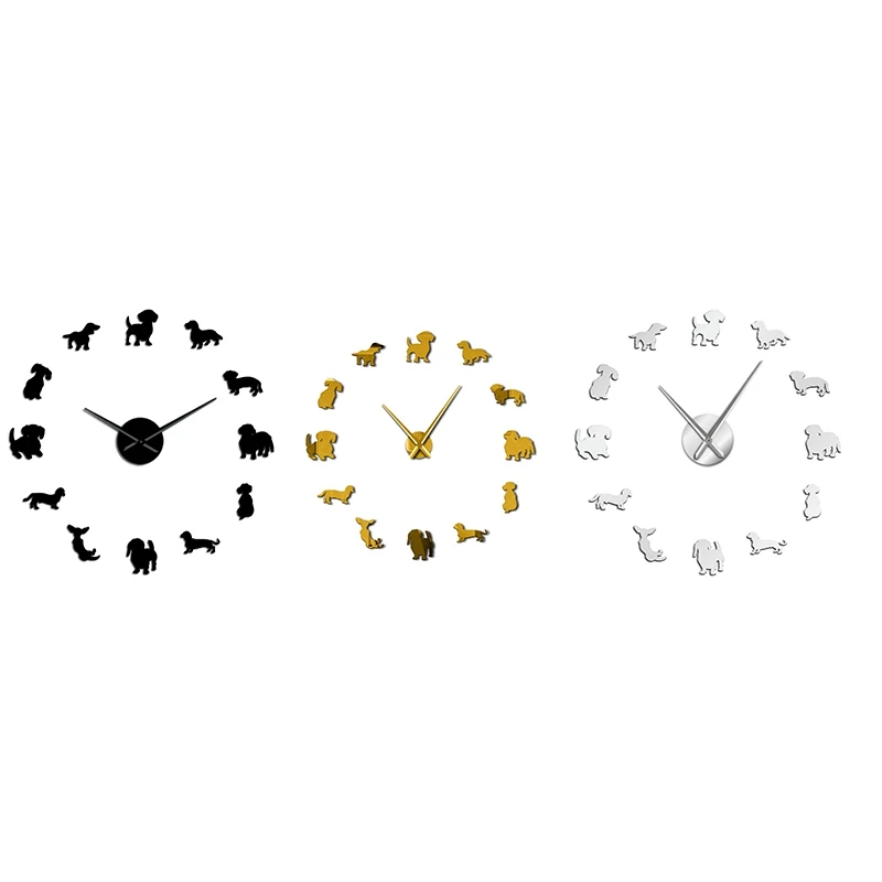 DIY Dachshund Wall Art Wiener Dog Puppy Pet Frameless Giant Wall Clock