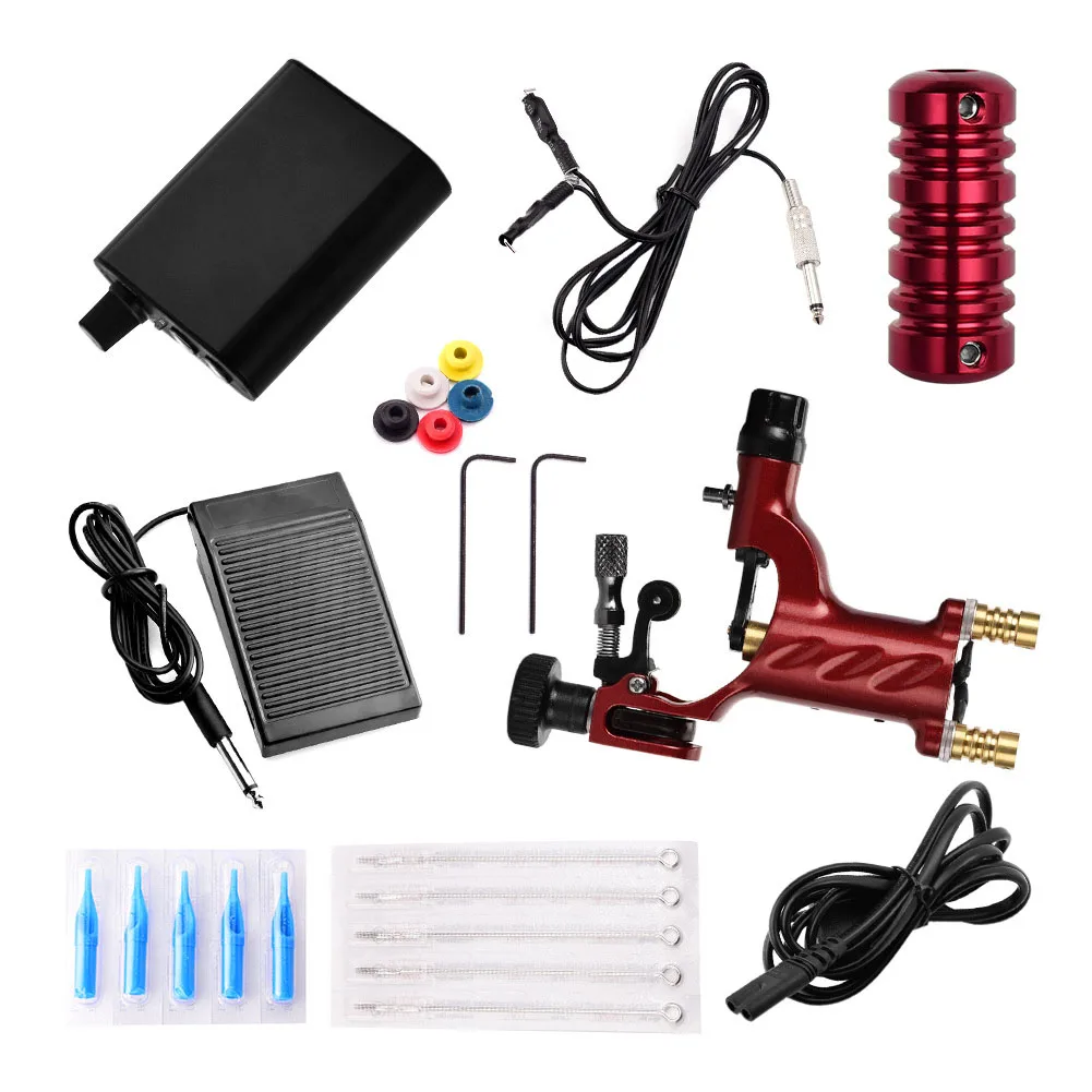 

Foot Pedal Handle Tattoo Machine Set Beginner Professional Tools Low Noise Equipment Easy Use Kit Powerful Motor Needle Portable