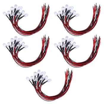 

50PCs 12V LED Pre-Wired Luminous Diode 10 mm Round Head Light Bead DIY Yellow-Lighting