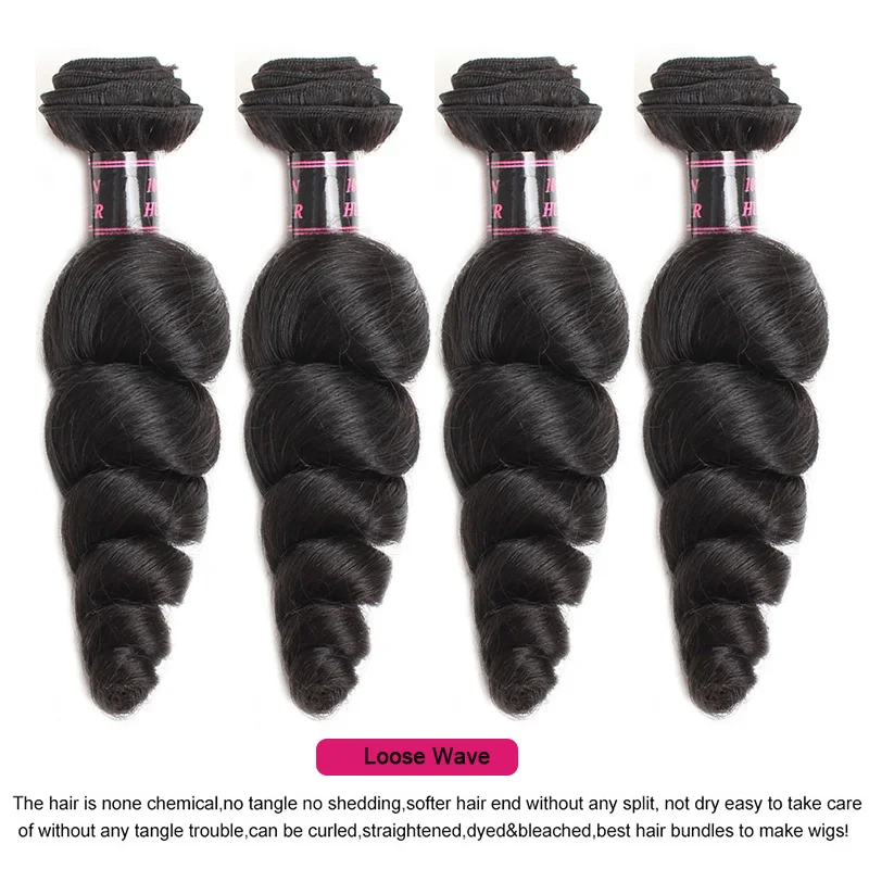 Ishow Hair 3 Bundles Indian Loose Wave Human Hair Weave Bundle Non