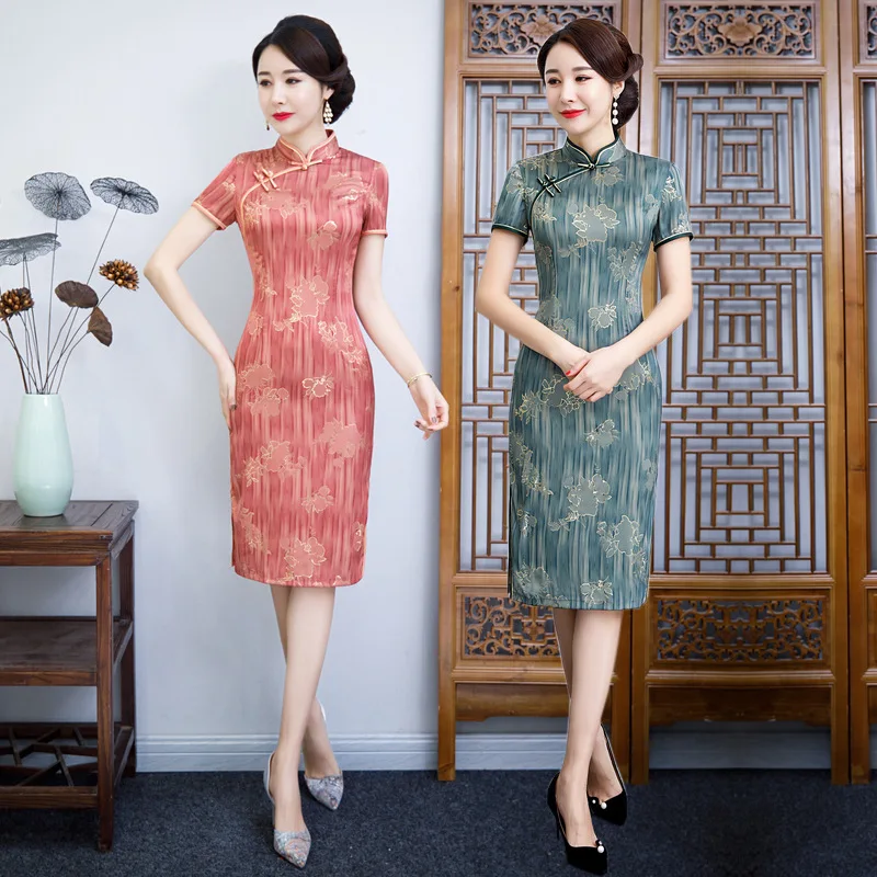 Сексуальное винтажное китайский воротник Qipao традиционное китайское платье Vestidos женское атласное Ципао Чонсам Размер M-4XL