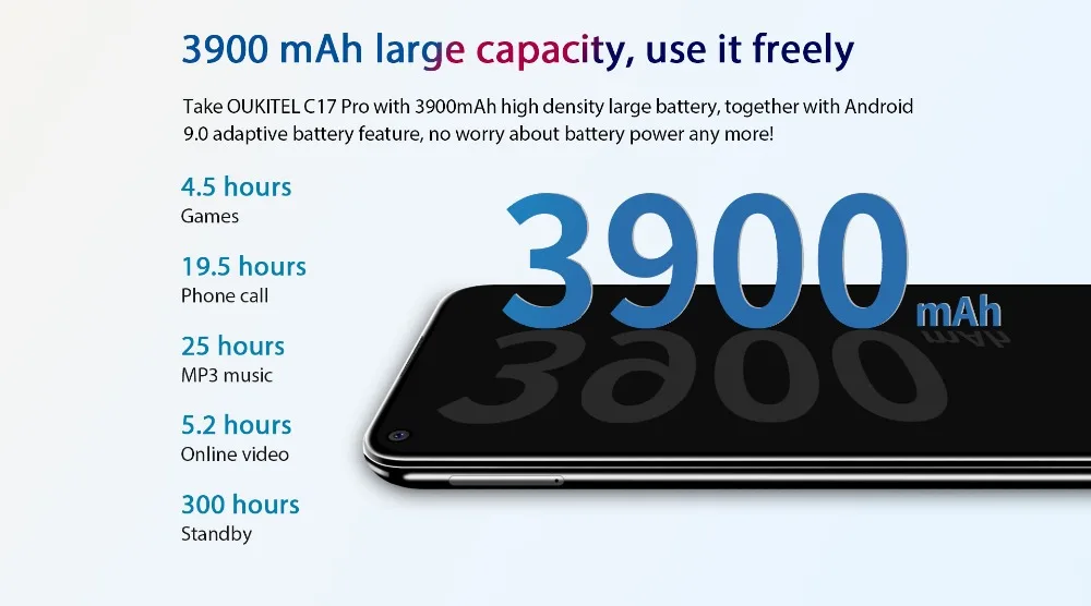 OUKITEL C17 Pro 4G мобильный телефон Тройная задняя камера 6,3" 4 Гб 64 Гб восьмиядерный смартфон 3900 мАч Android 9,0 разблокировка лица сотовый телефон
