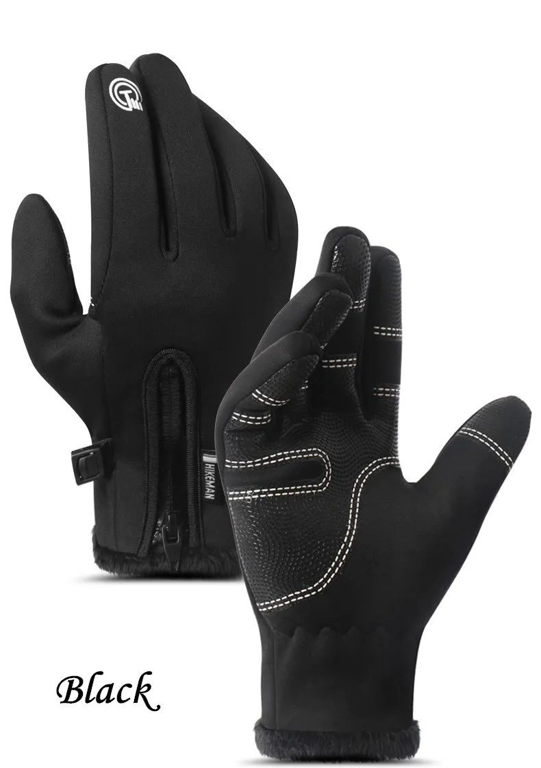 LJCUIYAO Winter Anti Slip Mittens Touched Screen Gloves Waterproof Men Women Warm Windproof Bicycle Mittens Cycling Ski Gloves