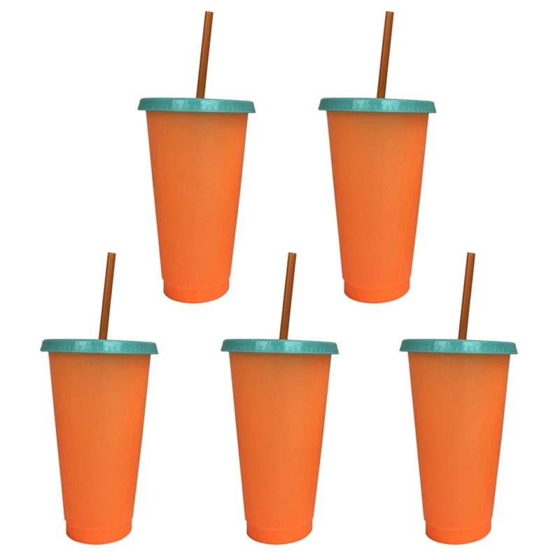 Orange Горячая 5 шт./компл. многоразовые пластиковые Температура Цвет Изменение холодной чашки Лето напиток кружка для воды - Цвет: Orange