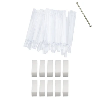 

50 Color Clear False Nail Art Tips Polish Display Fan Sticks Practice Salon & 10 x White Acrylic Nail Art Tips Buffer Buffing Sa