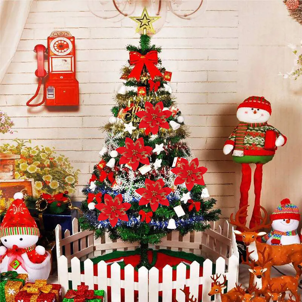 Simulated Christmas Flower Head DIY Wreath Tree Baubles Ornaments Scrapbook Craft Floral Arrangement Home Furnishing | Дом и сад