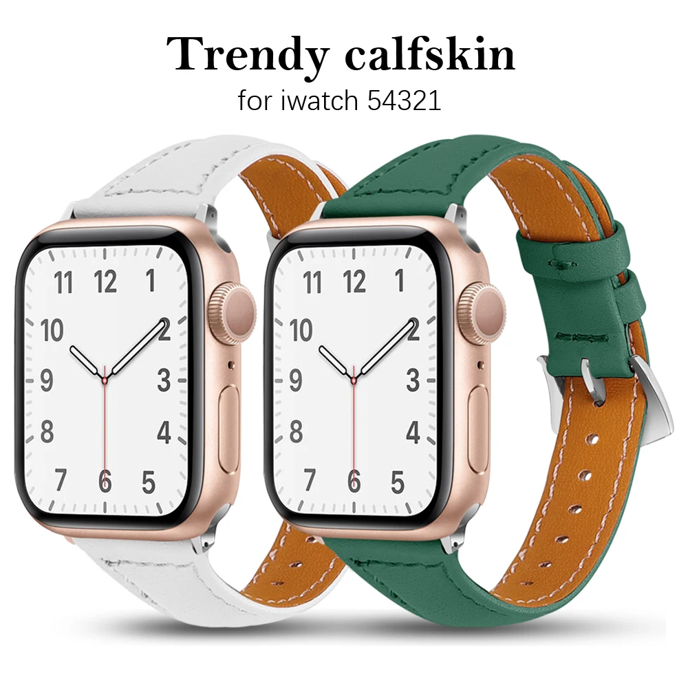 Ремешок из натуральной кожи для Apple Watch 6 5 4 3 2 iwatch 38 мм 40 42 44 Женский браслет Смарт
