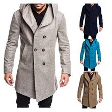 

2021NEW Autumn Winter Mens Long Trench Coat Fashion Boutique Wool Coats Brand Male Slim Woolen Windbreaker Jacket Plus Size