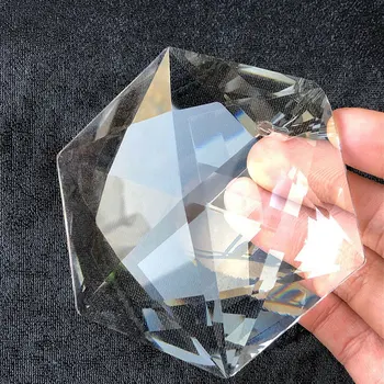 

Hanging Ornament Art Part Craft Glass Clear Faceted 100mm Prisms Pendant Judaism Hexagram Large Crystal Chandelier