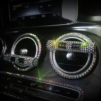 

1pc Rhinestone Car Bling Accessories Air Outlet Vent Freshener Perfume Solid Light Smell Fragrance Scent (Not Strong)