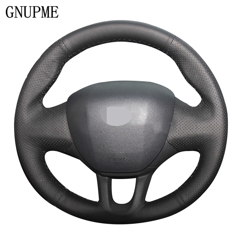 DIY Hand-stitched Black Artificial Leather Car Steering Wheel Cover for Peugeot 2008 2013-2019 208 2011-2019 | Автомобили и