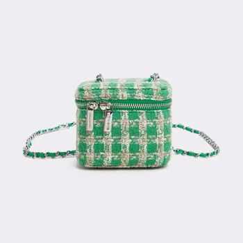 High-quality Ladies Cloth Crossbody Bags Pink Color One-shoulder Plaid Grid Fashion Checkered Bucket Bag 1