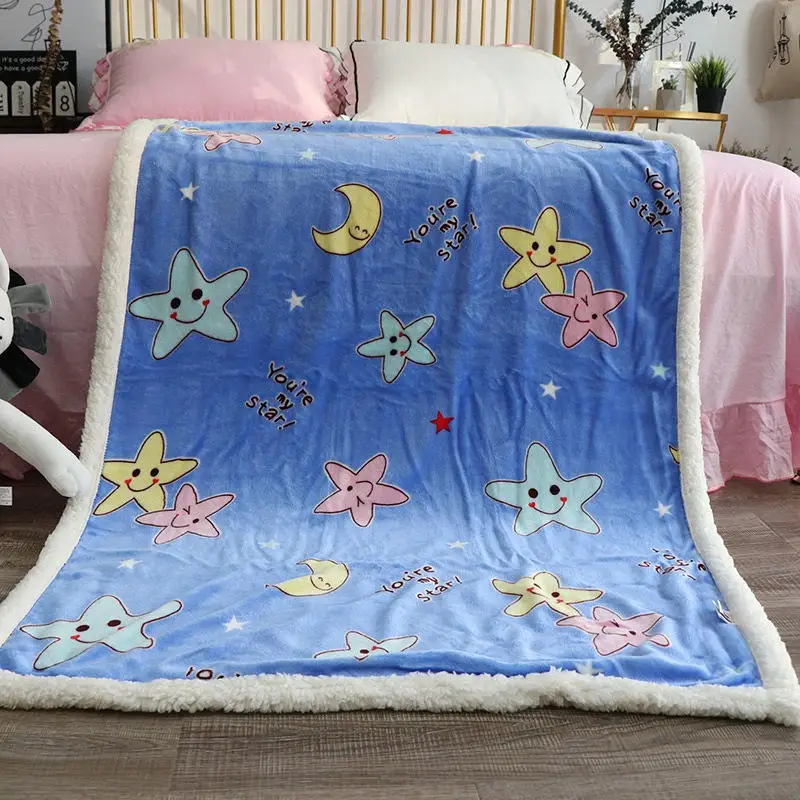 Флисовое Флисовое одеяло с изображением Минни Маус из мультфильма Дисней, овечьей шерсти, теплое детское одеяло, детский коврик для дивана, простыни, подарок - Цвет: star