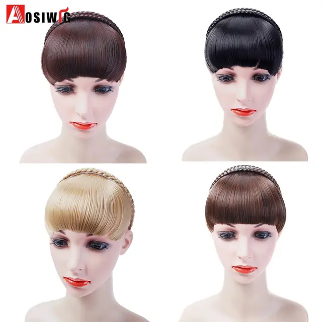 Aosiwig Short Front Fringe Braid Bangs For Women Heat Resistant