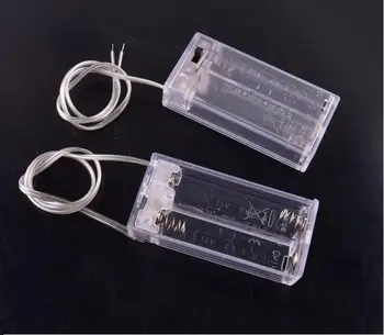 

20pcs/lot 2 AA 3V Battery Storage Holder Box Case With Switch 2 Slots 2A Batteries Holder Box Case With Switch Lead Transparent