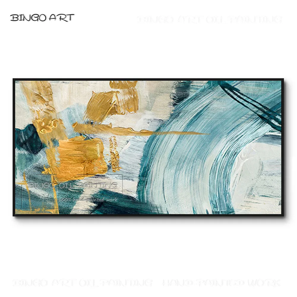 

Professional Artist Hand-painted High Quality Modern Abstract Oil Painting on Canvas Kinds of Light Blue Abstract Oil Painting