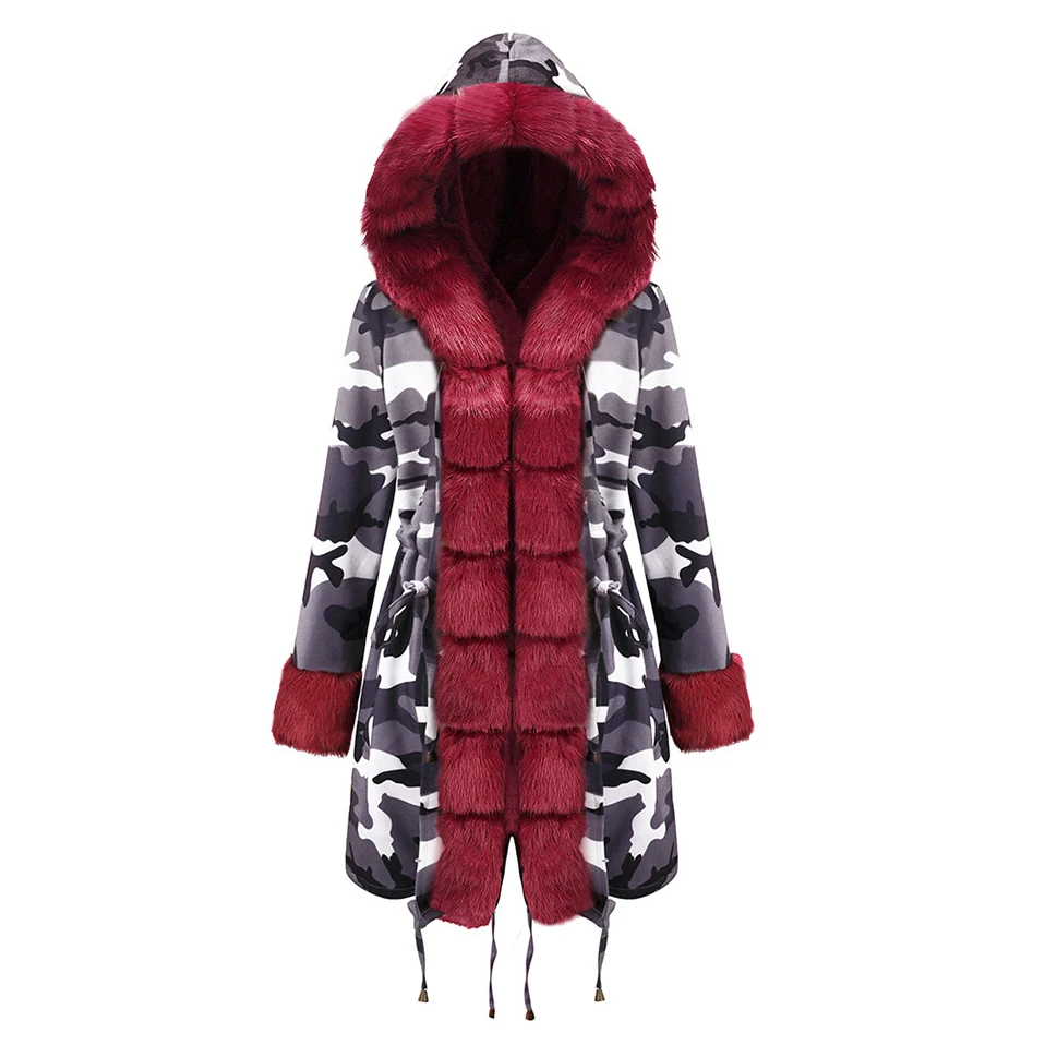 Зимняя куртка женская толстая супер теплая парка с капюшоном Mujer стеганое камуфляжное пальто Длинная Куртка женская Последняя мода пальто
