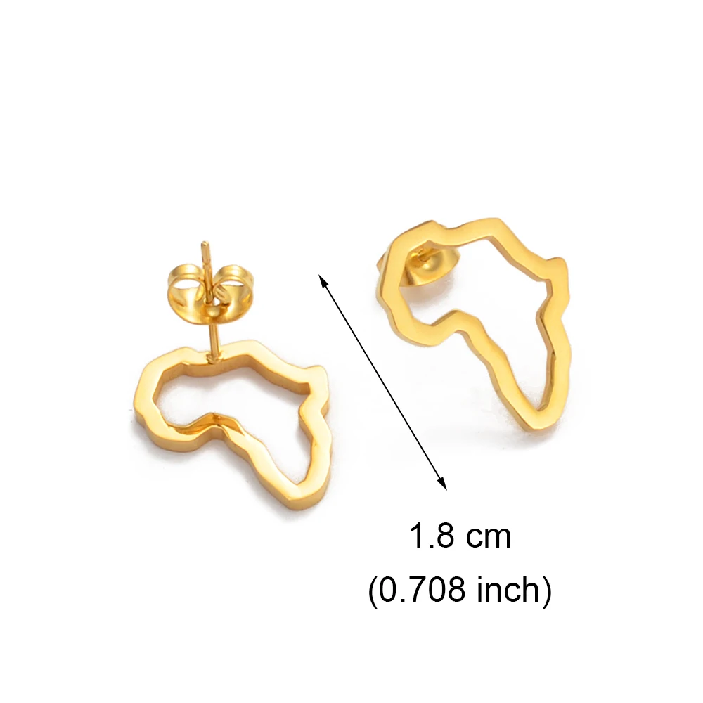 Anniyo Mini Africa Map Stud Earrings Silver Color/Black/Gold African Earrings Small Ornaments Traditional Ethnic  @148121 5