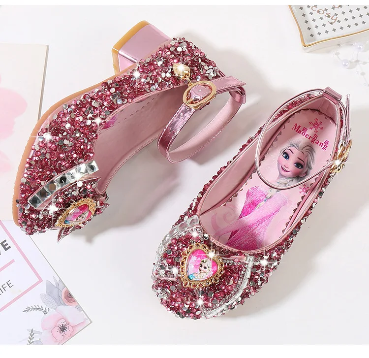 Летние сандалии принцессы на высоком каблуке для девочек; детская обувь; блестящие кожаные туфли с бантом для девочек; Детские вечерние туфли; Свадебные вечерние туфли