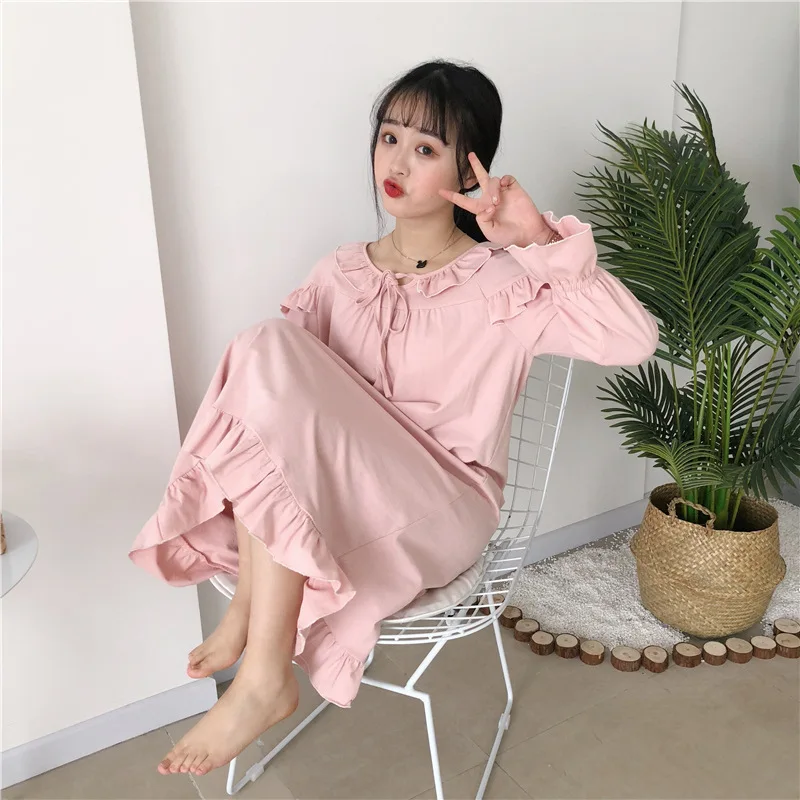 

Photo Shoot 2019 Spring New Style WOMEN'S Night Skirt Women's Sweet Princess Style WOMEN'S Pajamas And Leisure Wear