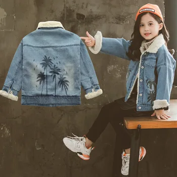 

New Arrival Denim Children's Denim Wool Coat Girls' Winter 2019 New Korean Fashionable Thicken Teenager Students Jacket Coats