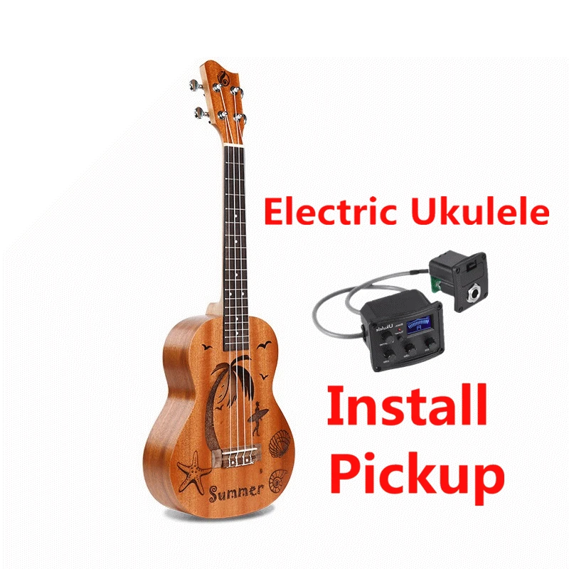 summer-EQ Гавайские гитары укулеле 26 дюймов все красное дерево мини Electri Tenor акустические гитары 4 струны Ukelele установить звукосниматель туристическая гитара четыре сезона - Цвет: summer-EQ