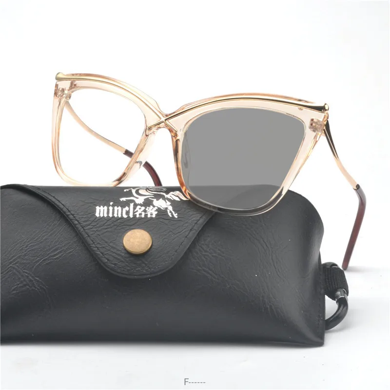 leoaprd cat frame light photochromic reading glasses outdoor far and near diopter progressive multi-focus reading mirror FML