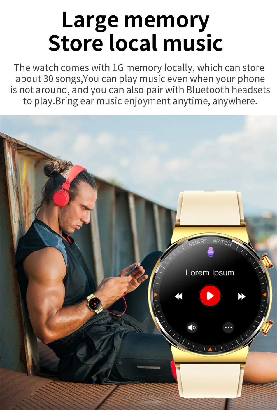 2022 New REX GT AMOLED Screen Smart Watch Men Always-on Display Music Playback Bluetooth Call Waterproof Heart Rate Smartwatch
