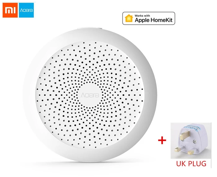 add UK plug Xiaomi mi jia Aqara Gateway Hub с RGB светодиодный ночной Светильник Smart work с Apple Homekit mi home App International Edition - Цвет: add UK plug