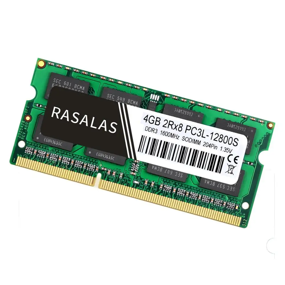 Rasalas 4 Гб Оперативная память DDR3 2Rx8 PC3L-12800S DDR3 DDR3L 1600 МГц SO-DIMM 4 Гб 1,35 V 1,5V Тетрадь Оперативная память 204Pin sodimm памяти ноутбука NO-ECC