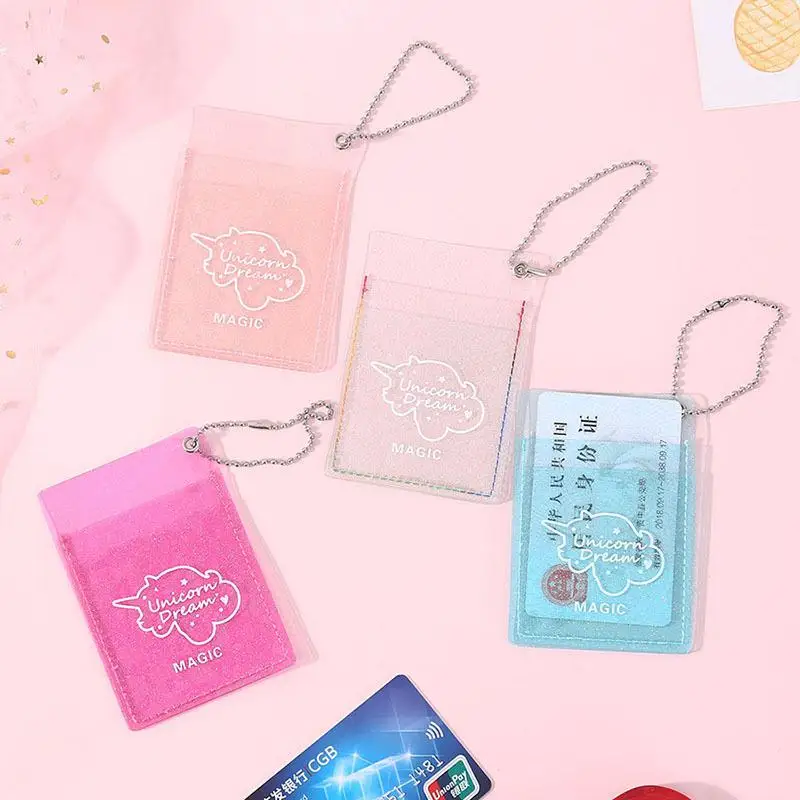 

KUDIAN BEAR Glitter Transparent Card Holder Cute Mini ID Card Holder Fashion PVC Card Case Girl Bus Card Wallet FED616 PM20