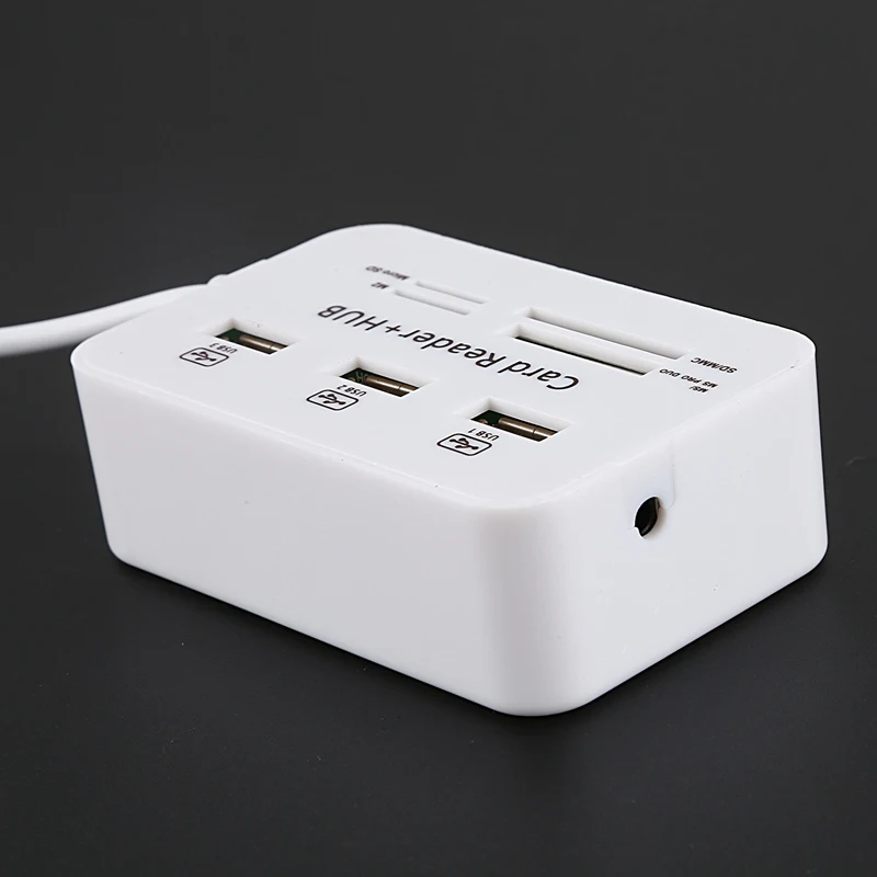 3 порта USB 2,0 концентратор мульти-карт ридер для Sd/mmc/m2/MS Mp-все в одном(белый