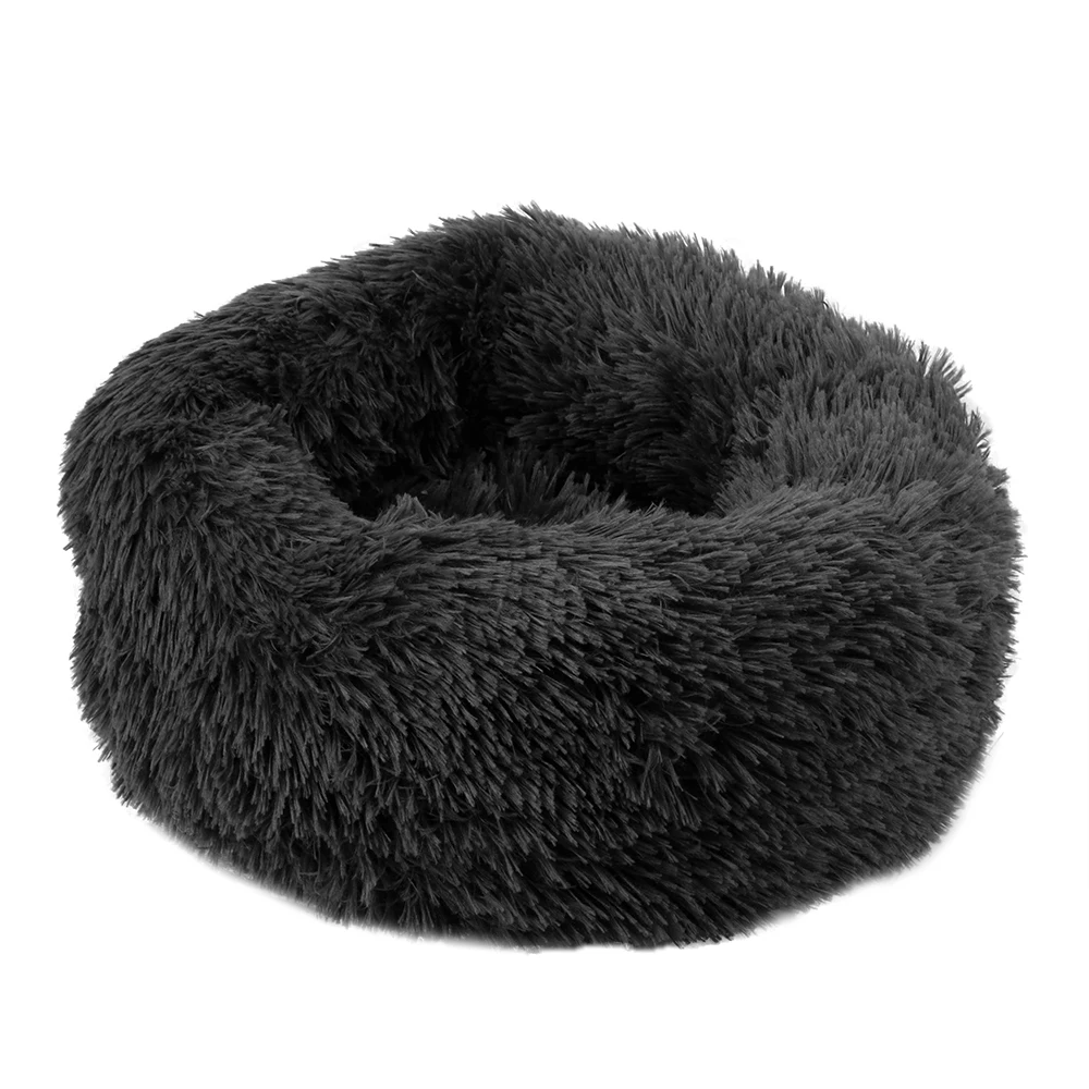 Dark Gray Коврик для щенков, товары для кошек, зимняя теплая спальная кровать для маленьких собак, кошек, гнездо для дома, мягкая длинная плюшевая кровать для собак, круглая кровать для кошек - Цвет: Dark Gray