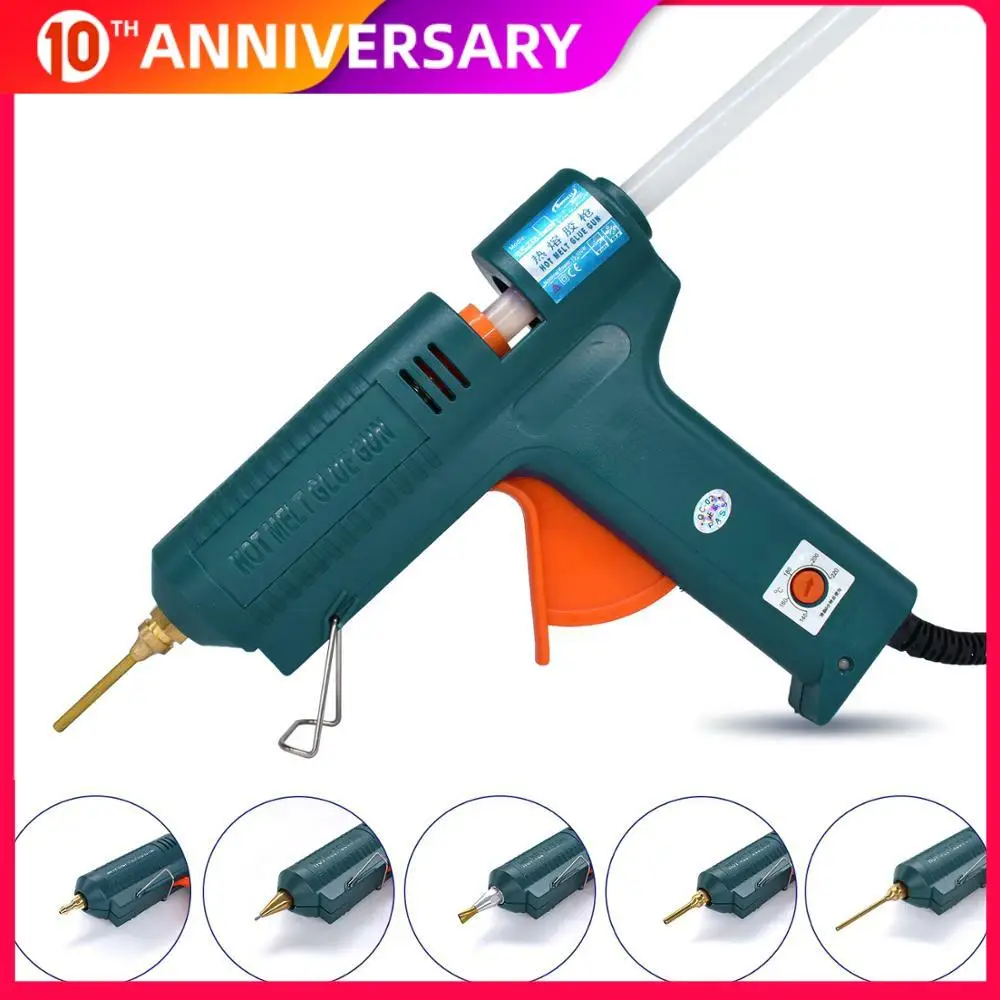 

Hot Glue Gun 150W with 6 Copper Nozzle Temperature Adjustable Craft Repair Tool Professional Glue Gun DIY Thermo Tool Luxury Set