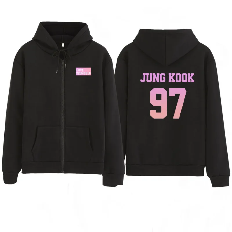 Kpop jung kook 97 худи kpop толстовка на молнии с капюшоном love yourself KPOP Толстовка XL для