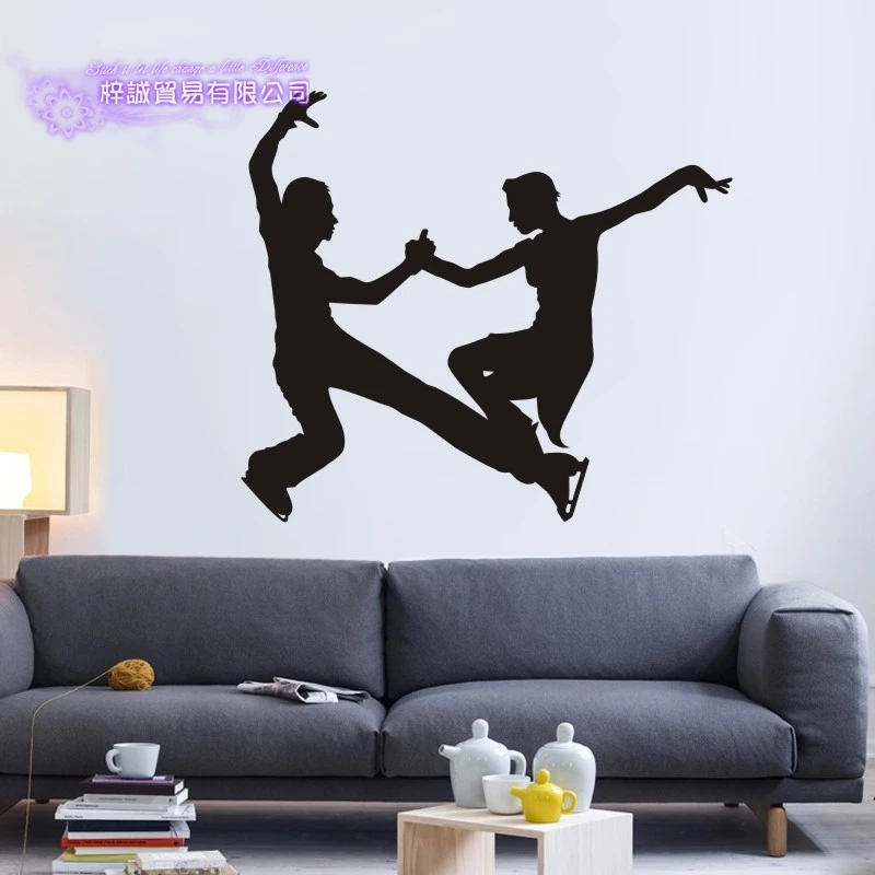DCTAL Figure Skating Car Sticker Double Skating Decal Skiing Ice Sports Posters Vinyl Wall Decals Pegatina Decor Mural Sticker