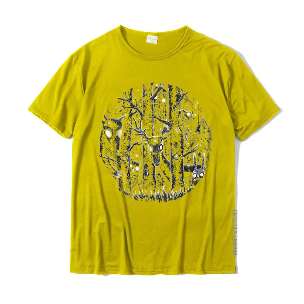 cosie New Arrival Short Sleeve Crazy Tshirts Cotton Round Neck Men's Tees Design Tops & Tees Father Day Free Shipping Scary Funny Animals in The Woods Alternative Gothic Tee T-Shirt__MZ19670 yellow