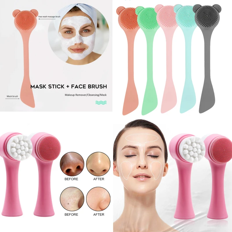 Double Side Silicone Facial Cleansing Brushes Blackhead Remover Wash Skin Care Face Cleaning Massage Dropship | Красота и здоровье