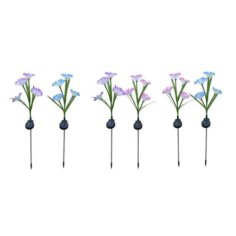 2 шт 3 цвета 4LED Солнечный симулятор Morning Glory газон свет Красочные Изменение наружная газонная лампа для сада