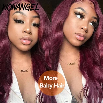 

Wowangel 99J Burgundy Lace Front Wig 13x6 Red Human Hair Wigs For Black Women 150% Density Colored With Pre Plucked Remy Hair