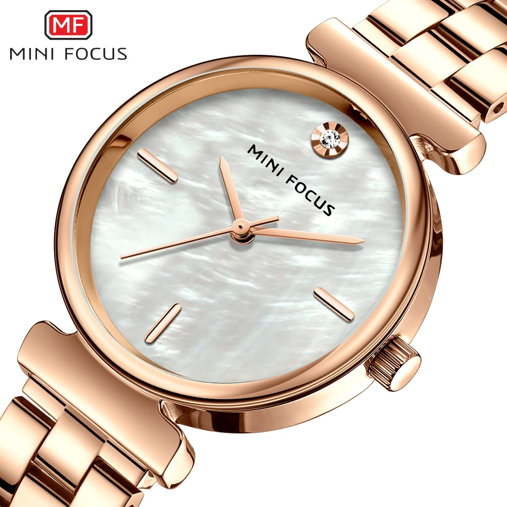 MINIFOCUS Analog Quartz Watch Women's Watches Top Luxury Brand Relogio Feminino Rose Gold Full Steel Crystal Diamon Ladies Clock |