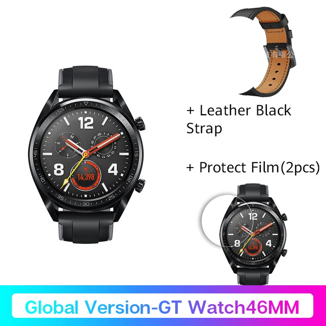 Bla46mm Add FilmLEBL Global HUAWEI Watch GT, водонепроницаемые Смарт-часы Not2, трекер сердечного ритма, поддержка gps, спортивный трекер, умные часы для Android IOS - Цвет: Bla46mm Add FilmLEBL