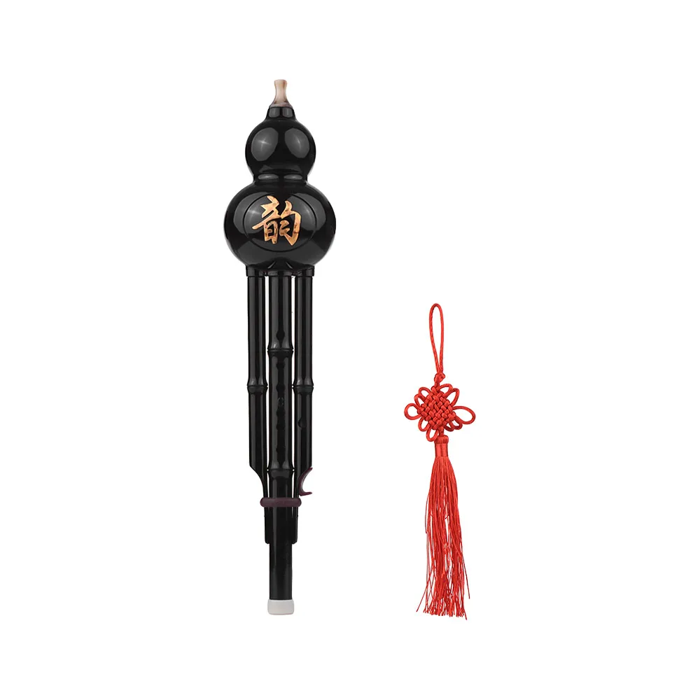 

Chinese Traditional Instrument Hulusi Cucurbit Flute Bottle Gourd C-Key Resin Material with Chinese Knot Carry Case