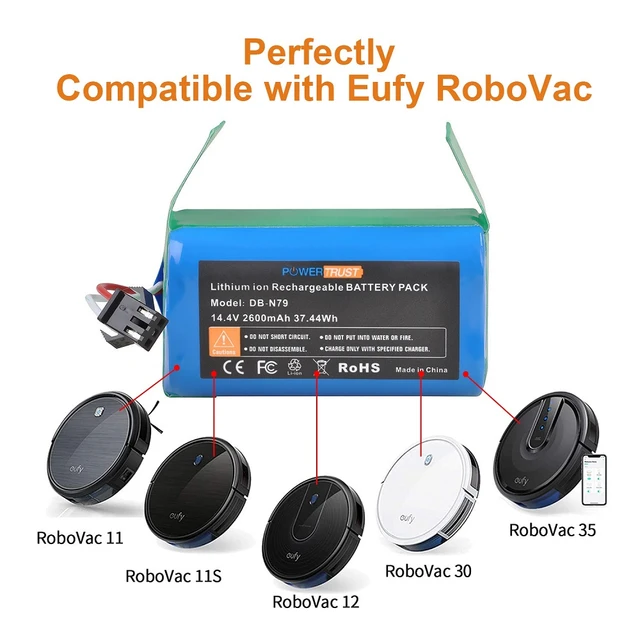  Batería de repuesto de iones de litio de 14.4 V, batería  recargable 18650, repuesto para Conga Excellence 990 Ecovacs Deebot N79  N79S DN622, Eufy Robovac 11 11S 12 15C 15S 35C, 2800mAh : Electrónica