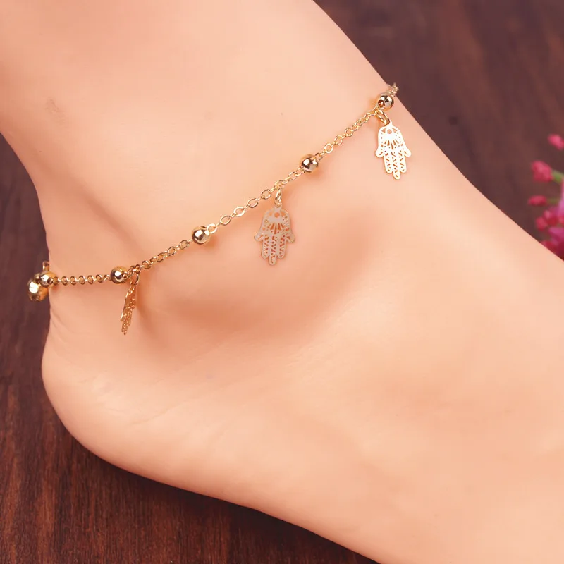 Женский браслет на щиколотку Hamsa Fatima модные и красивые пляжные браслеты для
