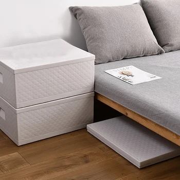 

With Lid Student Dorm Bedroom Sundries Collapsible Storage Box Home Clothes Container Crates Under Closet Large Capacity Travel