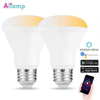 

E26 E27 Smart Light Wifi Bulb BR20 Led Lamp Dimmable Equivalent 8W Tunable Timer Voice Control by Alexa Google Assistant 2pcs
