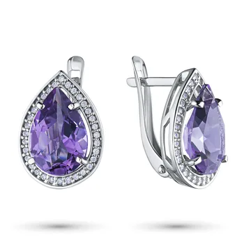 

Silver earrings with amethyst and cubic zirconia e0607sg04200334