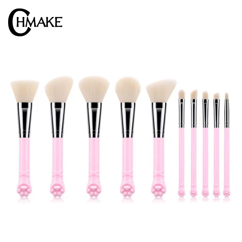 

Chmake 10PCS Pink Makeup Brushes Professional Make up Brush Set Tools High Quality Synthetic